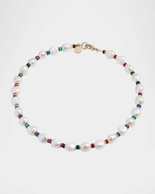 Francis Necklace with Freshwater Pearls and Heishi Beads